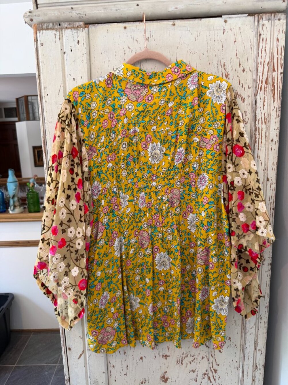 ARATTA SILENT JOURNEY BURNOUT VELOUR KIMONO SLEEVE BLOUSE - Picture 3 of 5